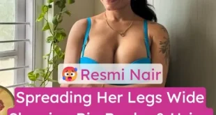 Resmi Nair Nude Spreading Legs Wide Showing Big Tits and Using Vibrator to Squirt Pussy
