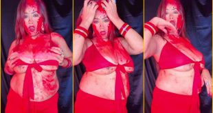 Moumi Coverd in Red Gulal and Showing Boobs App Content