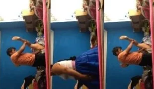 Chubby girl was quickly fucked by lifting her skirt and sliding her panty